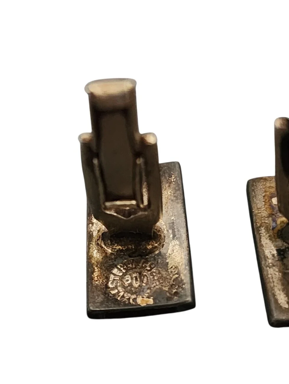 Mid Century Modern Sterling Rosewood Cufflinks Mexico Taxco Signed